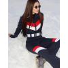 GSOU SNOW Ski Suit Women Snowsuit Slim One Piece Jumpsuit Snow Jackets Waterproof Winter Windproof Outdoor Sports Warm(Navy Blue)