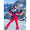 GSOU SNOW Ski Suit Women Snowsuit Slim One Piece Jumpsuit Snow Jackets Waterproof Winter Windproof Outdoor Sports Warm(Red)