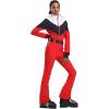GSOU SNOW Ski Suit Women Snowsuit Slim One Piece Jumpsuit Snow Jackets Waterproof Winter Windproof Outdoor Sports Warm(Red)