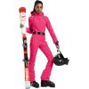 GSOU SNOW Ski Suit Women Snowsuit Slim One Piece Jumpsuit Snow Jackets Waterproof Winter Windproof Outdoor Sports Warm(Ros)