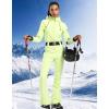 GSOU SNOW Ski Suit Women Snowsuit Slim One Piece Jumpsuit Snow Jackets Waterproof Winter Windproof Outdoor Sports Warm(Yellow Green)