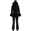 GSOU SNOW Ski Suit Womens One Piece Snowsuit Snowboard Jacket Slim Snow Jumpsuit Faux Fur Ski Outfit Waterproof Windproof(Black)