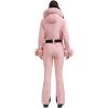GSOU SNOW Ski Suit Womens One Piece Snowsuit Snowboard Jacket Slim Snow Jumpsuit Faux Fur Ski Outfit Waterproof Windproof(Pink)