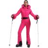 GSOU SNOW Ski Suit Womens One Piece Snowsuit Snowboard Jacket Slim Snow Jumpsuit Faux Fur Ski Outfit Waterproof Windproof(Rose Red)
