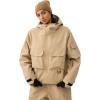 GSOU SNOW Snowboard Jacket Men Ski Jackets Women Snow Jacket Snowboarding Coat Mountain Hooded Waterproof Windproof(Khaki)