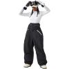 GSOU SNOW Women Men Baggy Ski Pants Loose Snowboard Pants Insulated Snow Pant Waterproof Windproof Outdoor Sport(Black)