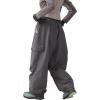 GSOU SNOW Women Men Baggy Ski Pants Loose Snowboard Pants Insulated Snow Pant Waterproof Windproof Outdoor Sport(Grey)