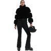 GSOU SNOW Women Ski Jacket Faux Fur Snowboard Coat Snow Cropped Jacket Winter Outdoor Warm(Black)