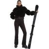 GSOU SNOW Women Ski Jacket Faux Fur Snowboard Coat Snow Cropped Jacket Winter Outdoor Warm(Coffee)