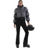 GSOU SNOW Women Ski Jacket Faux Fur Snowboard Coat Snow Cropped Jacket Winter Outdoor Warm(Grey)