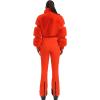 GSOU SNOW Women Ski Jacket Faux Fur Snowboard Coat Snow Cropped Jacket Winter Outdoor Warm(Orange)
