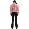 GSOU SNOW Women Ski Jacket Faux Fur Snowboard Coat Snow Cropped Jacket Winter Outdoor Warm(Pink)
