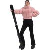 GSOU SNOW Women Ski Jacket Faux Fur Snowboard Coat Snow Cropped Jacket Winter Outdoor Warm(Pink)