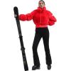 GSOU SNOW Women Ski Jacket Faux Fur Snowboard Coat Snow Cropped Jacket Winter Outdoor Warm(Red)