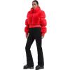 GSOU SNOW Women Ski Jacket Faux Fur Snowboard Coat Snow Cropped Jacket Winter Outdoor Warm(Red)