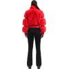 GSOU SNOW Women Ski Jacket Faux Fur Snowboard Coat Snow Cropped Jacket Winter Outdoor Warm(Red)