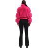GSOU SNOW Women Ski Jacket Faux Fur Snowboard Coat Snow Cropped Jacket Winter Outdoor Warm(Rose)