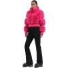 GSOU SNOW Women Ski Jacket Faux Fur Snowboard Coat Snow Cropped Jacket Winter Outdoor Warm(Rose)