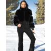 GSOU SNOW Women Ski Suit One Piece Snowsuit Snowboard Faux Fur Collar Slim Jumpsuit Jacket Insulated Windproof Outdoor Winter(Black Color)