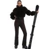 GSOU SNOW Women Ski Suit One Piece Snowsuit Snowboard Faux Fur Collar Slim Jumpsuit Jacket Insulated Windproof Outdoor Winter(Brown Color)