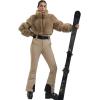 GSOU SNOW Women Ski Suit One Piece Snowsuit Snowboard Faux Fur Collar Slim Jumpsuit Jacket Insulated Windproof Outdoor Winter(Khaki Color)