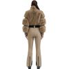 GSOU SNOW Women Ski Suit One Piece Snowsuit Snowboard Faux Fur Collar Slim Jumpsuit Jacket Insulated Windproof Outdoor Winter(Khaki Color)