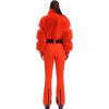 GSOU SNOW Women Ski Suit One Piece Snowsuit Snowboard Faux Fur Collar Slim Jumpsuit Jacket Insulated Windproof Outdoor Winter(Orange Color)