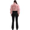 GSOU SNOW Women Ski Suit One Piece Snowsuit Snowboard Faux Fur Collar Slim Jumpsuit Jacket Insulated Windproof Outdoor Winter(Pink Color)