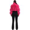 GSOU SNOW Women Ski Suit One Piece Snowsuit Snowboard Faux Fur Collar Slim Jumpsuit Jacket Insulated Windproof Outdoor Winter(Rose Color)