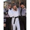 GSOU SNOW Women Ski Suit One Piece Snowsuit Snowboard Faux Fur Collar Slim Jumpsuit Jacket Insulated Windproof Outdoor Winter(White Color)