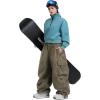 GSOU SNOW Womens Mens Baggy Snow Pants Cargo Snowboard Pants Ski Super Loose Sport Outdoor Insulation Waterproof(Army Green)
