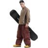 GSOU SNOW Womens Mens Baggy Snow Pants Cargo Snowboard Pants Ski Super Loose Sport Outdoor Insulation Waterproof(Burgundy4)
