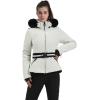 GSOU SNOW Women’s Ski Jacket Snowboard Warm Winter Short Slim Snow Coat Jacket Mountain Windproof Waterproof Insulated Hooded(Beige)