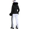 GSOU SNOW Women’s Ski Jacket Snowboard Warm Winter Short Slim Snow Coat Jacket Mountain Windproof Waterproof Insulated Hooded(Black 1)