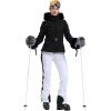 GSOU SNOW Women’s Ski Jacket Snowboard Warm Winter Short Slim Snow Coat Jacket Mountain Windproof Waterproof Insulated Hooded(Black 1)