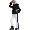 GSOU SNOW Women’s Ski Jacket Snowboard Warm Winter Short Slim Snow Coat Jacket Mountain Windproof Waterproof Insulated Hooded(Black 1)
