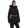 GSOU SNOW Women’s Ski Jacket Snowboard Warm Winter Short Slim Snow Coat Jacket Mountain Windproof Waterproof Insulated Hooded(Black)