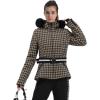 GSOU SNOW Women’s Ski Jacket Snowboard Warm Winter Short Slim Snow Coat Jacket Mountain Windproof Waterproof Insulated Hooded(Brown)