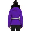GSOU SNOW Women’s Ski Jacket Snowboard Warm Winter Short Slim Snow Coat Jacket Mountain Windproof Waterproof Insulated Hooded(Dark Purple)
