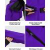GSOU SNOW Women’s Ski Jacket Snowboard Warm Winter Short Slim Snow Coat Jacket Mountain Windproof Waterproof Insulated Hooded(Dark Purple)