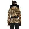 GSOU SNOW Women’s Ski Jacket Snowboard Warm Winter Short Slim Snow Coat Jacket Mountain Windproof Waterproof Insulated Hooded(Leopard Brown)