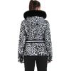 GSOU SNOW Women’s Ski Jacket Snowboard Warm Winter Short Slim Snow Coat Jacket Mountain Windproof Waterproof Insulated Hooded(Leopard White)