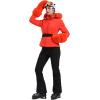 GSOU SNOW Women’s Ski Jacket Snowboard Warm Winter Short Slim Snow Coat Jacket Mountain Windproof Waterproof Insulated Hooded(Orange 1)