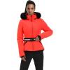 GSOU SNOW Women’s Ski Jacket Snowboard Warm Winter Short Slim Snow Coat Jacket Mountain Windproof Waterproof Insulated Hooded(Orange)