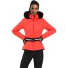 GSOU SNOW Women’s Ski Jacket Snowboard Warm Winter Short Slim Snow Coat Jacket Mountain Windproof Waterproof Insulated Hooded(Orange)