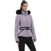 GSOU SNOW Women’s Ski Jacket Snowboard Warm Winter Short Slim Snow Coat Jacket Mountain Windproof Waterproof Insulated Hooded(Purple)