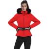 GSOU SNOW Women’s Ski Jacket Snowboard Warm Winter Short Slim Snow Coat Jacket Mountain Windproof Waterproof Insulated Hooded(Red)