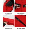 GSOU SNOW Women’s Ski Jacket Snowboard Warm Winter Short Slim Snow Coat Jacket Mountain Windproof Waterproof Insulated Hooded(Red)