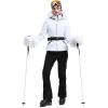 GSOU SNOW Women’s Ski Jacket Snowboard Warm Winter Short Slim Snow Coat Jacket Mountain Windproof Waterproof Insulated Hooded(White 1)