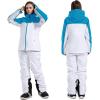 GSOU SNOW Women’s Ski Jacket and Pants Waterproof Windproof Snowsuit Snowboarding Coat Insulated Warm Winter(Blue White 1)